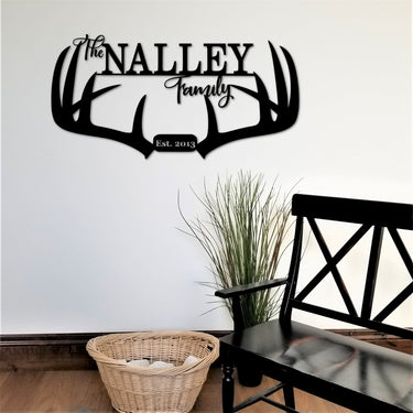 Custom Antler Last Name Sign | Personalized Family Sign with Established Year | Metal Deer Antlers | Family Home Decor | Anniversary Gift